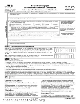 Official IRS W-9 Form in PDF