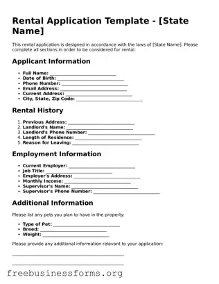 Official Rental Application Form
