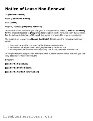 Official Notice of Lease Non-Renewal Form