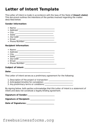 Official Letter of Intent Form