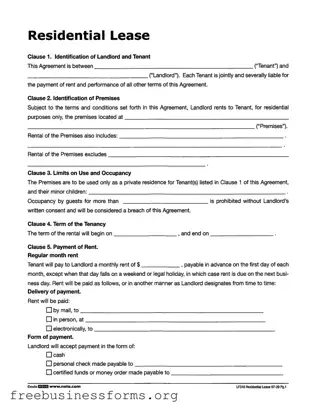Official Lf310 Residential Lease Form in PDF