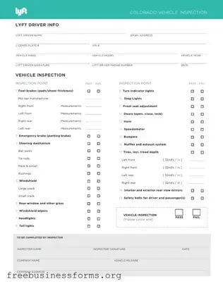 Official Lyft Inspection Form in PDF