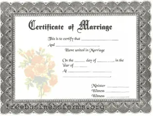 Official Marriage Certificate Form in PDF