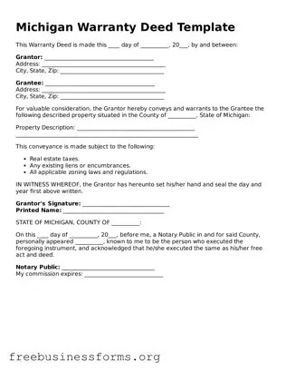 Blank  Deed Template for Michigan