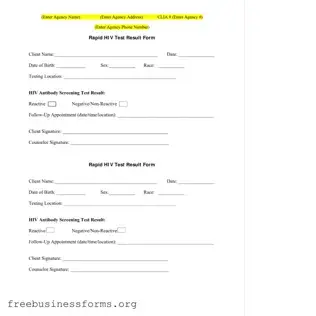 Official Negative Hiv Test Form in PDF