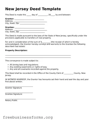 Blank  Deed Template for New Jersey
