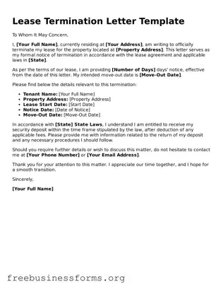 Official Lease Termination Letter Form