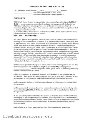 Official Owner Operator Lease Agreement Form in PDF
