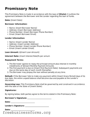 Official Promissory Note Form