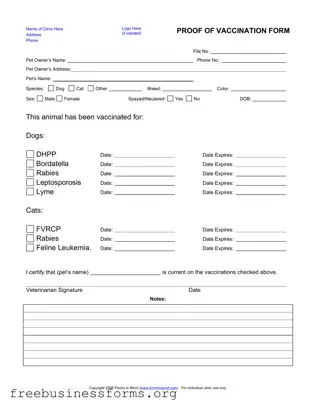 Official Proof Of Vaccination Dog Form in PDF