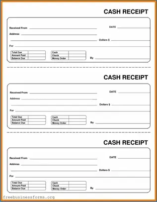 Official Cash Receipt Form in PDF