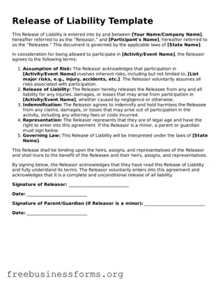 Official Release of Liability Form