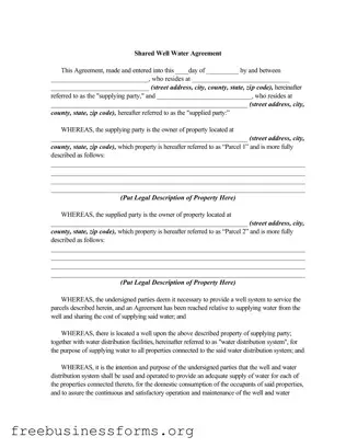 Official Shared Well Agreement Form in PDF