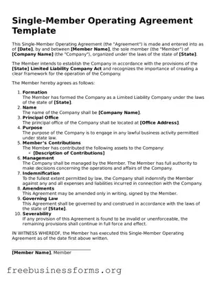 Official Single-Member Operating Agreement Form