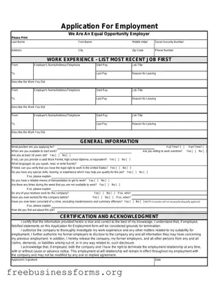 Official Spanish Application Employment Form in PDF