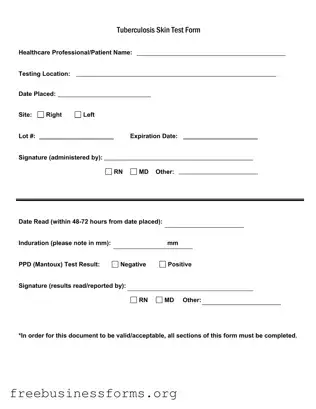 Official Tb Test Form in PDF
