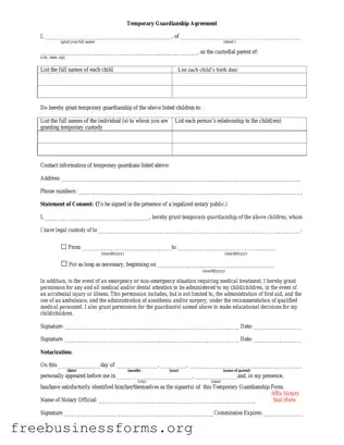Official Temporary Custody Form in PDF