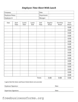 Official Time Card Form in PDF