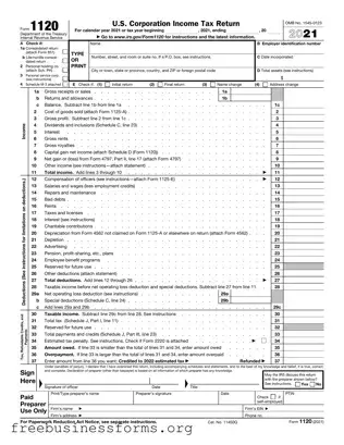 Official IRS 1120 Form in PDF