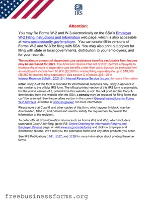 Official IRS W-2 Form in PDF