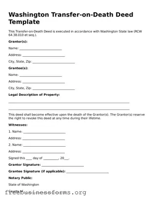 Blank  Transfer-on-Death Deed Template for Washington