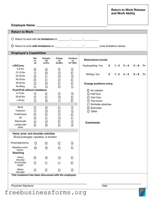 Official Work Release Form in PDF
