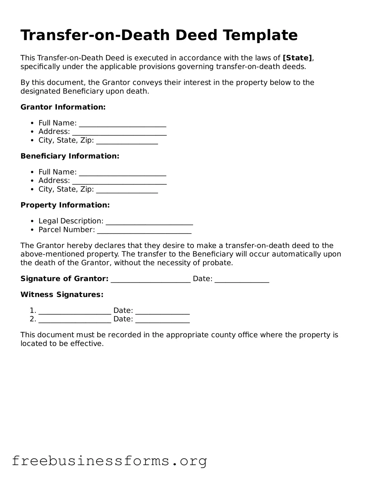 Official Transfer-on-Death Deed Form