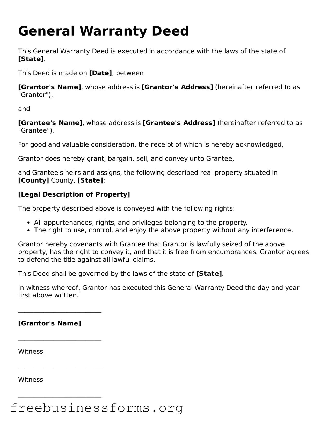 Official Deed Form
