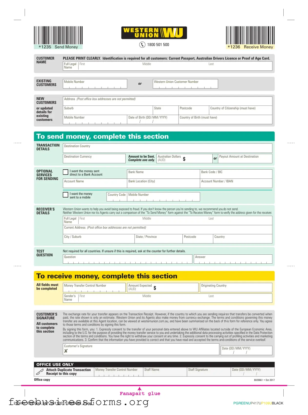 Official Western Union Form in PDF